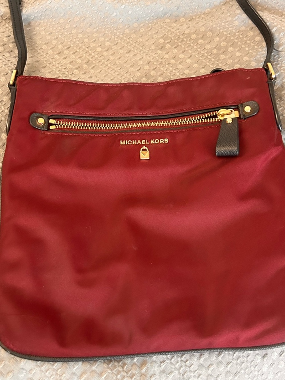 Michael Kors Burgundy Crossbody with Gold Hardware